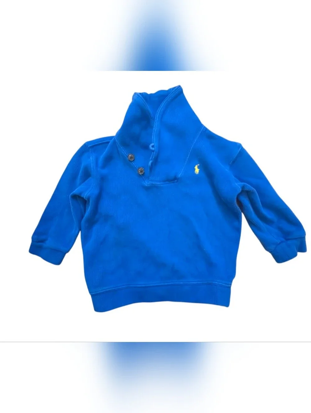 Ralph Lauren Dark Royal Blue‎ 18M Shawl Collar Sweater Yellow Pony Preppy Baby